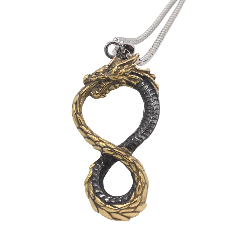 Planderful Jewelry Chinese Dragon Pendant For Men Titanium Steel Necklace Elegant Everyday Accessory