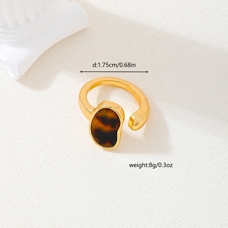 Fashionable Leopard Print Gemstone Ring for Women by Planderful