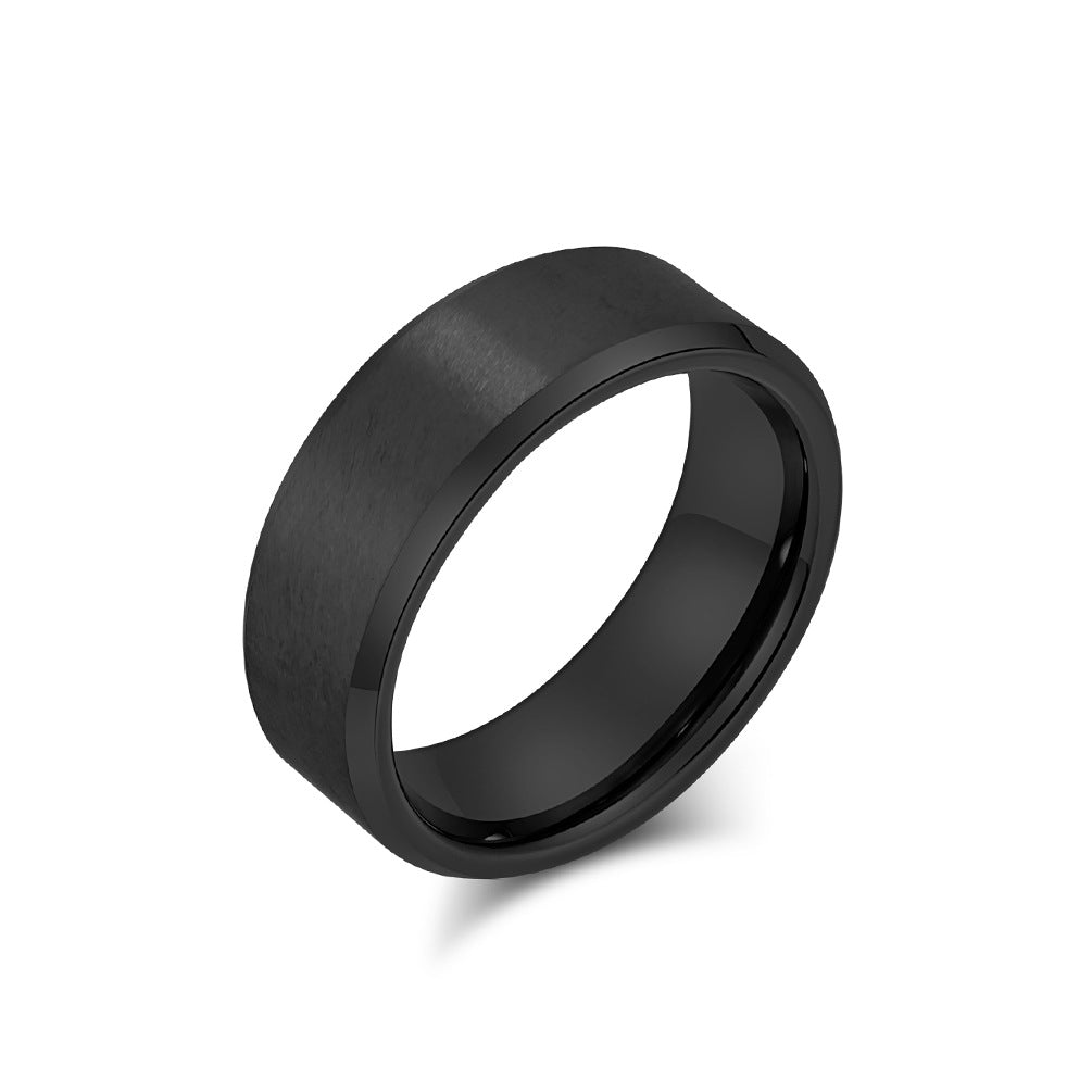 8mm Matte Brushed Tungsten Carbide Ring Men's Tungsten Gold