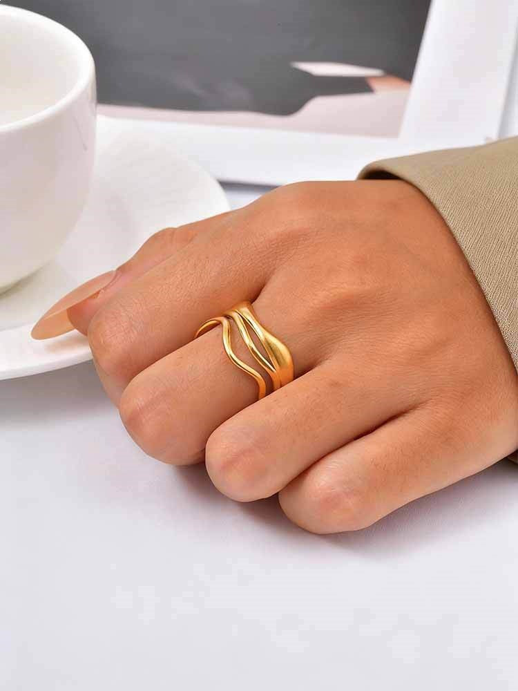 Design Line Ring Women's Stainless Steel Hollow Round Open