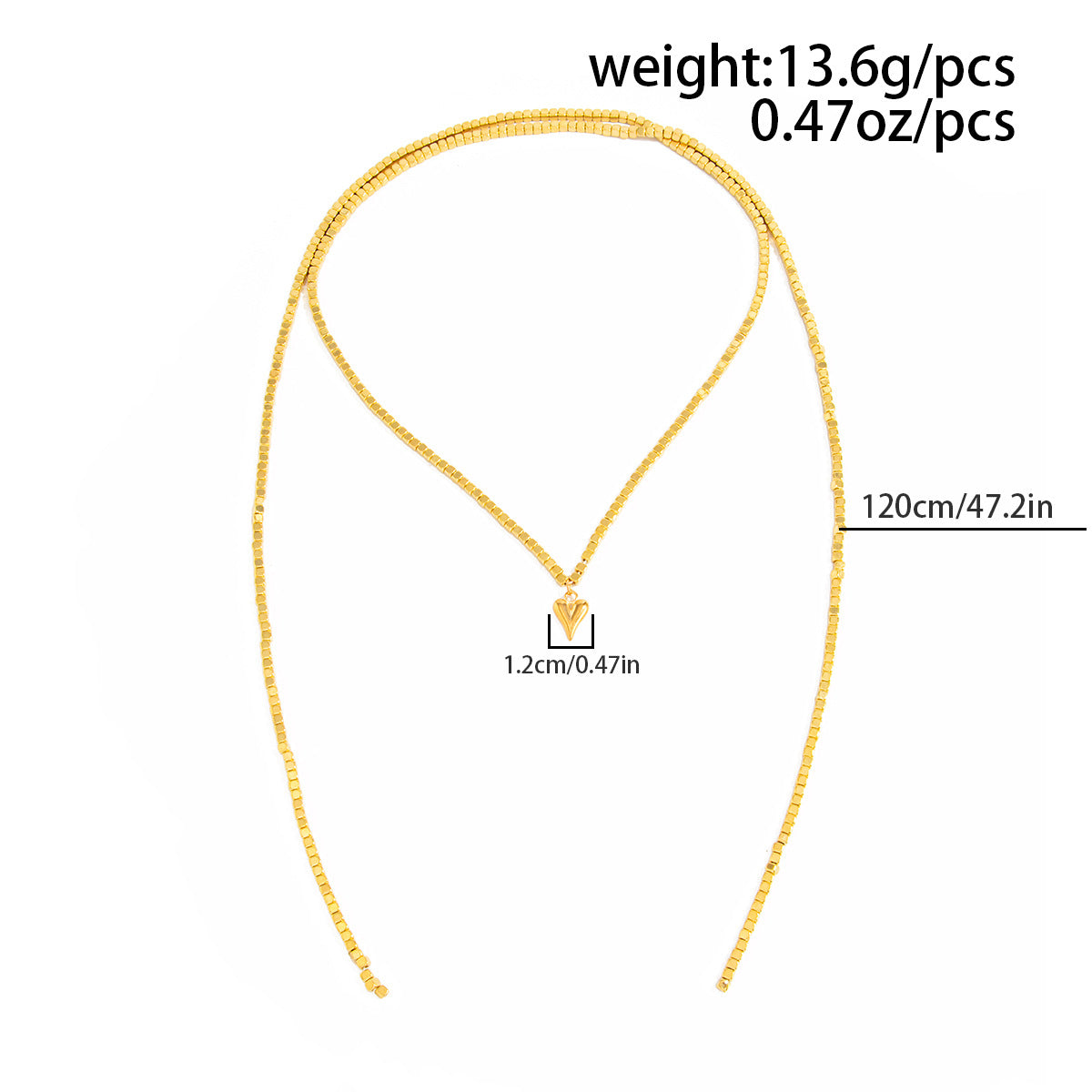 Special-Shaped Ccb Beaded Necklace Love-Shaped Fringed Y-Shaped Long Wrapped Neck Chain