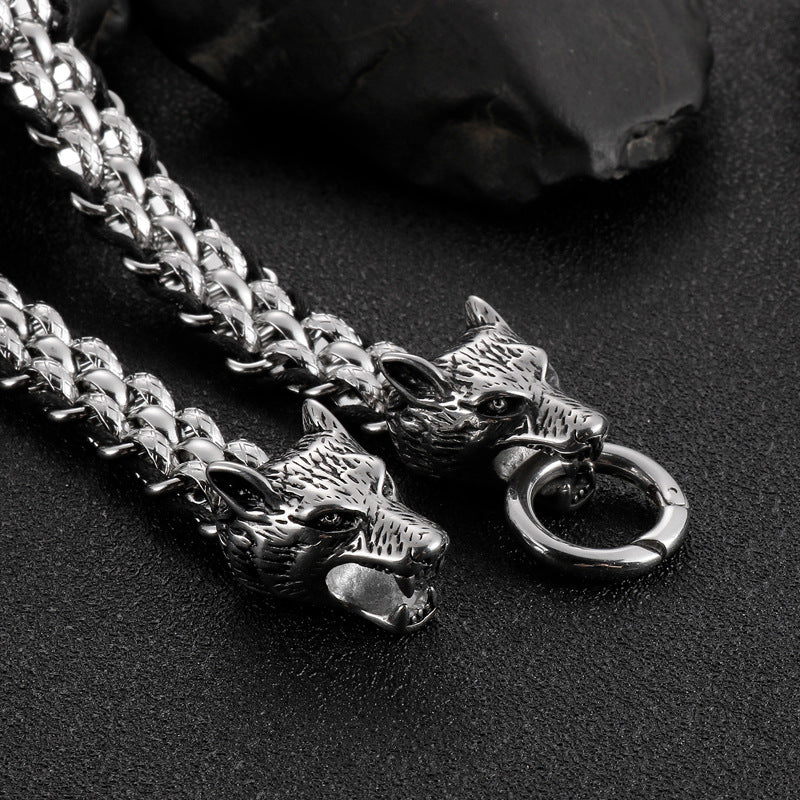 Street Style Leather Cord Bracelet – Woven Diamond Pattern Double