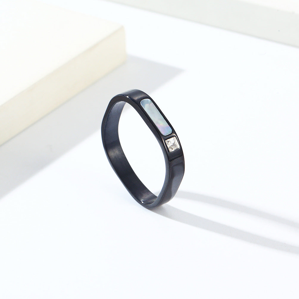INS Light Luxury Design Shell Square Titanium Steel Ring