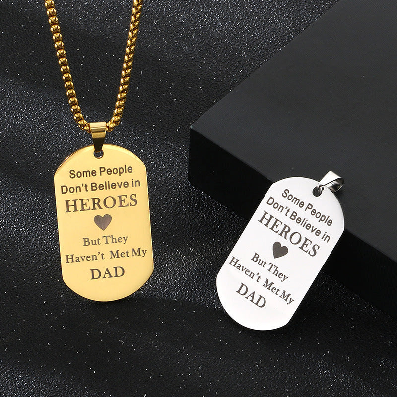 Planderful Personalized Dad Necklace Laser Engraved Gift Men