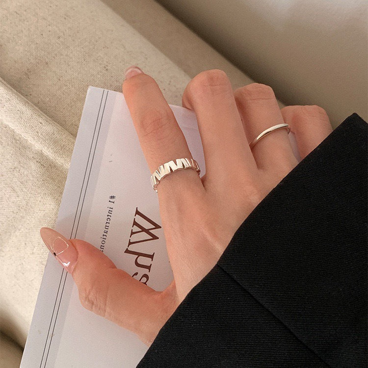 S925 Sterling Silver Irregular Open Ring — Adjustable