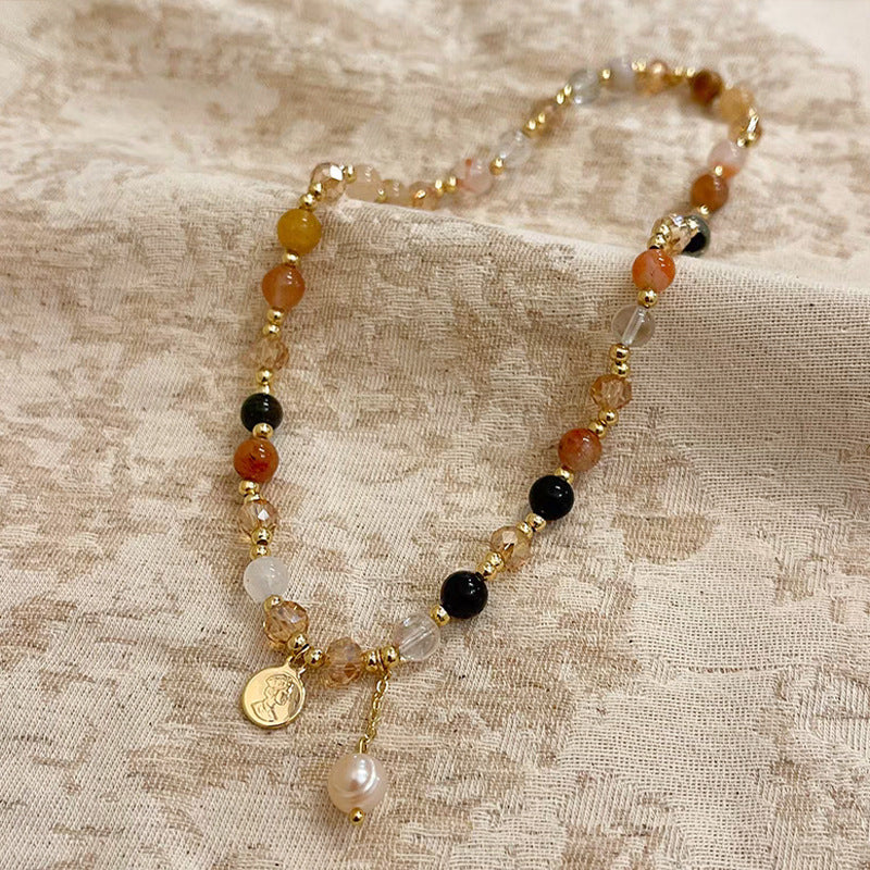 Strawberry Quartz Crystal Double-Wrap Bracelet