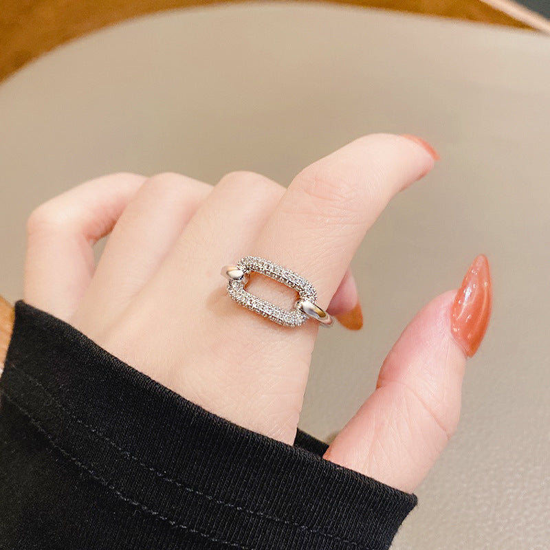 S925 Sterling Silver Zircon Halo Ring — Adjustable