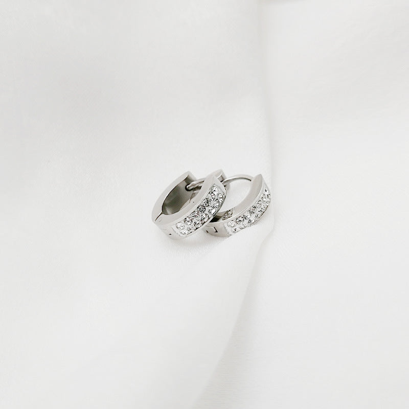 European And American Fashion Earrings Titanium Steel Zircon Chic