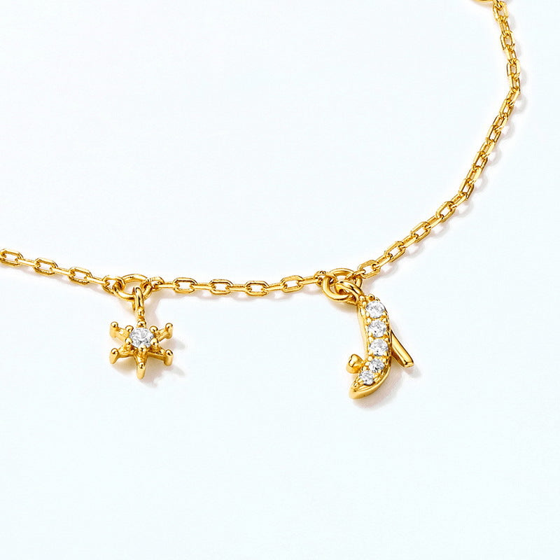 Fairy Tale Princess Pumpkin Carriage Zircon Pearl Sterling Silver Bracelet