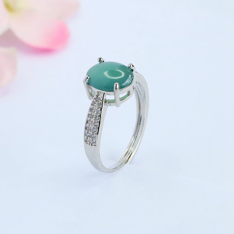 Blue-Water Jadeite Star Dew Ring