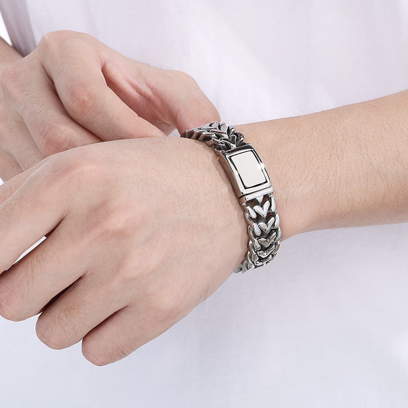 Fashion Heart Shaped Mens Bracelet Stainless Steel Jewelry
