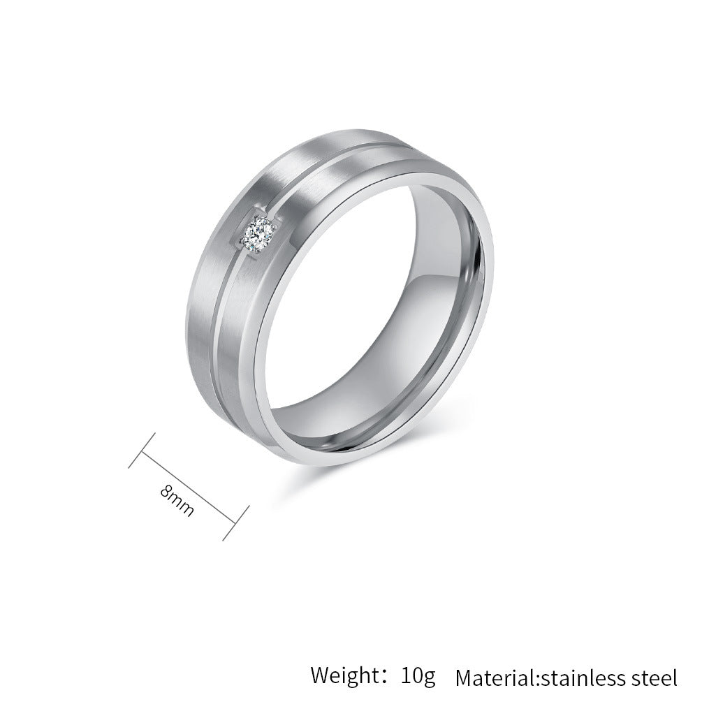 Planderful Titanium Steel Ring For Men With Zircon Inlay Minimalist Wedding Band Everyday Genie Collection