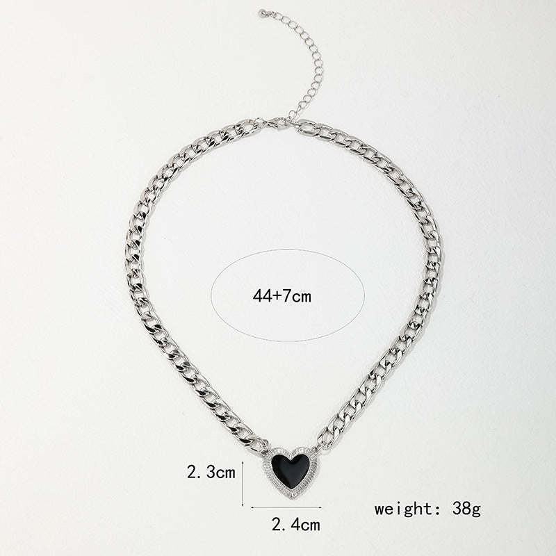 European and American Heart-Shaped Earrings Set with Stylish Metal Necklaces and Accessories