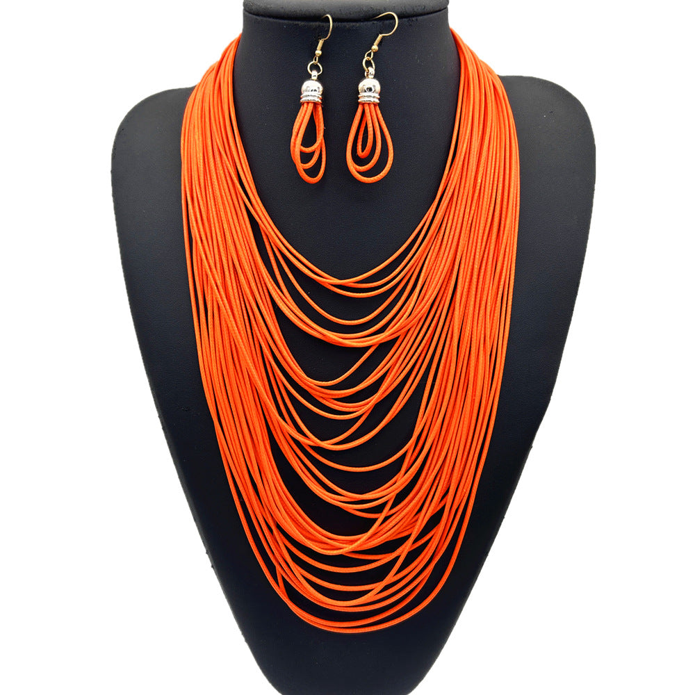 Exotic Tassel Necklace Set - Fashionable Sweater Chain with Magnetic Clasp