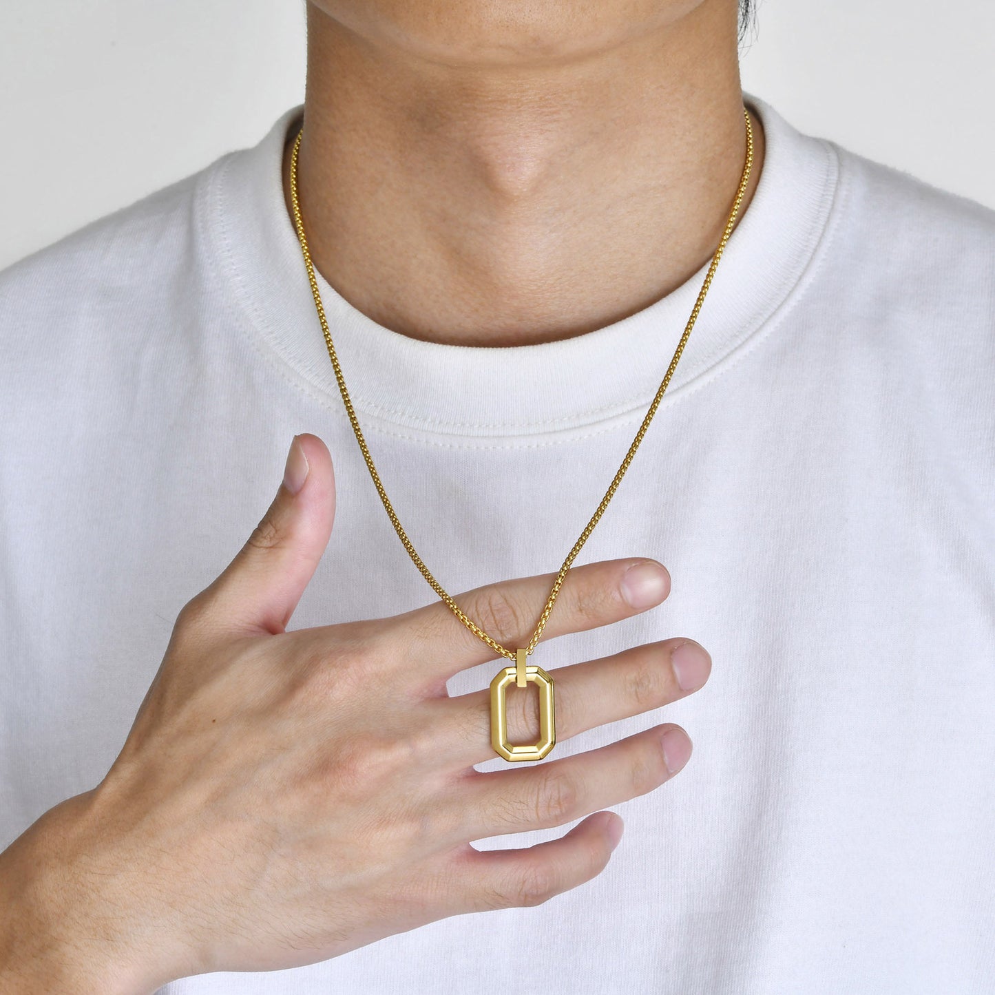 Stainless Steel Geometric Men's Pendant Hip Hop Necklace