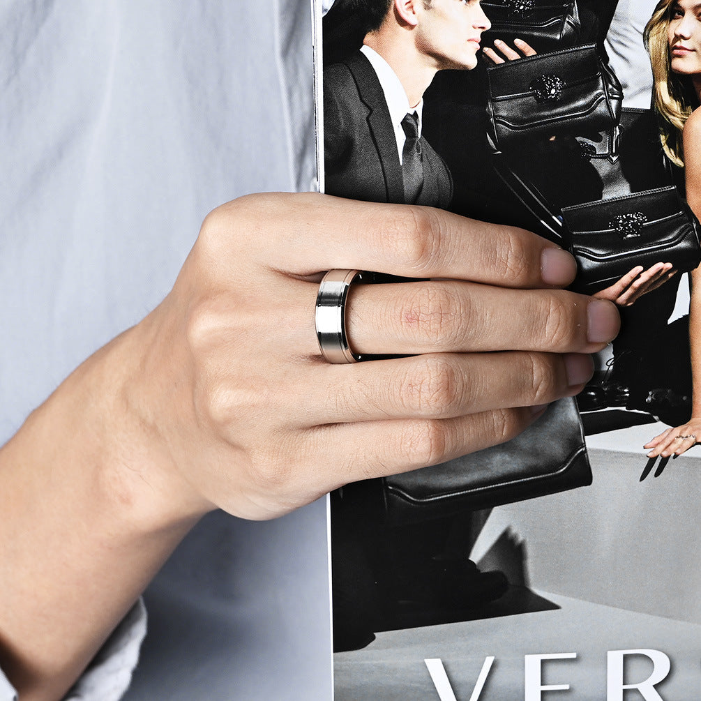 Planderful Unisex Matte Brushed Titanium Steel Ring For Couples Everyday Genie Collection