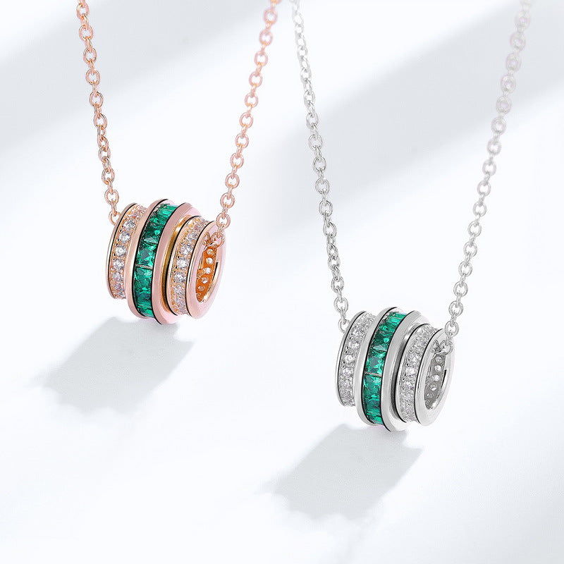 S925 Sterling Silver Lab-Grown Gemstone Pendant Necklace