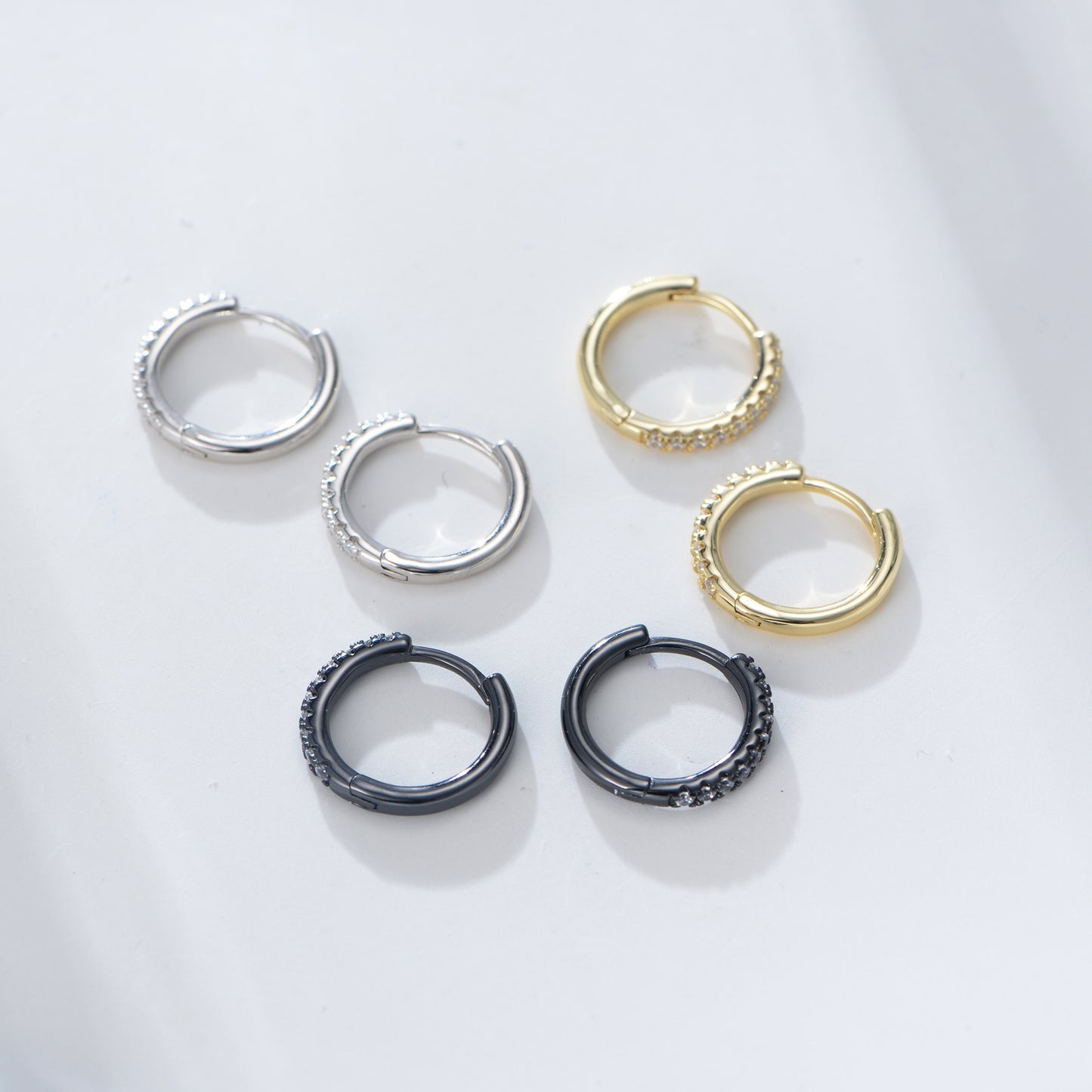S925 Sterling Silver Micro-Inlaid Zircon Round Ear Buckle Amazon Hot Sale Hipster Earrings