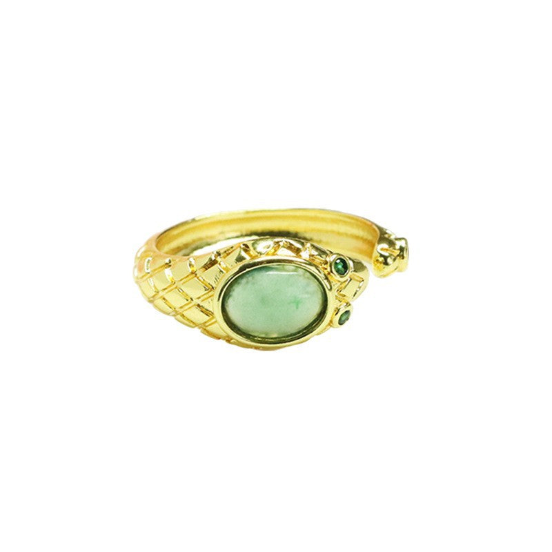 Blue Water Jadeite Snake Ring