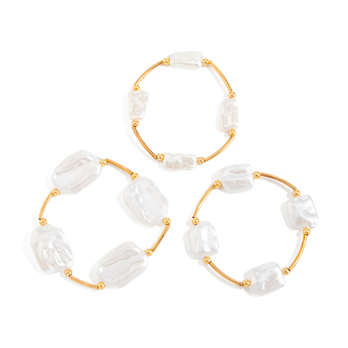 French Retro Irregular Stacking Wearing Imitation Pearl Bracelets Baroque Special-Shaped Elastic Bracelet