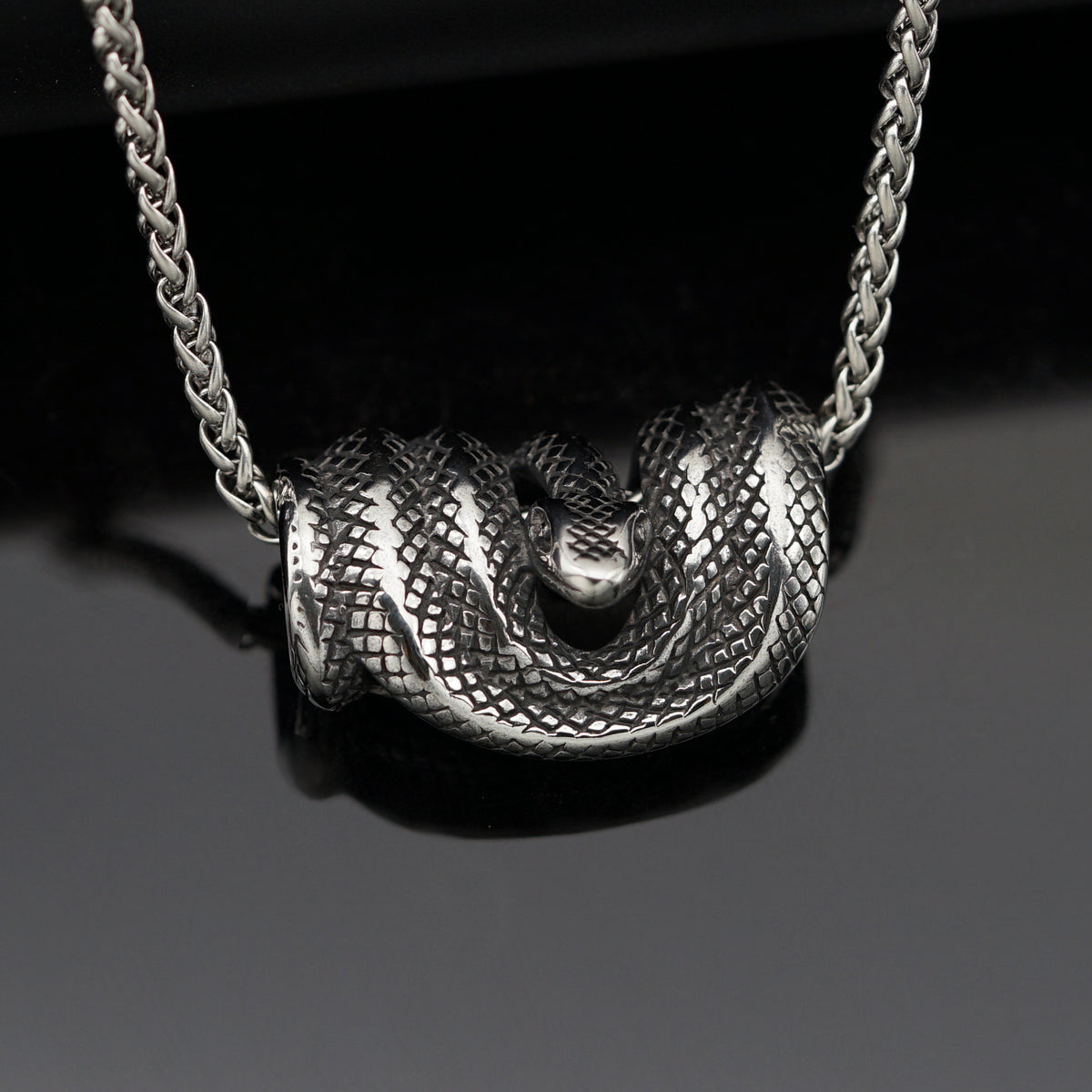 Vintage Snake Zodiac Stainless Steel Pendant Necklace