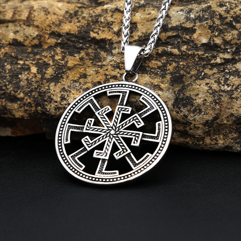 Octagram Windmill Stainless Steel Men's Pendant Necklace