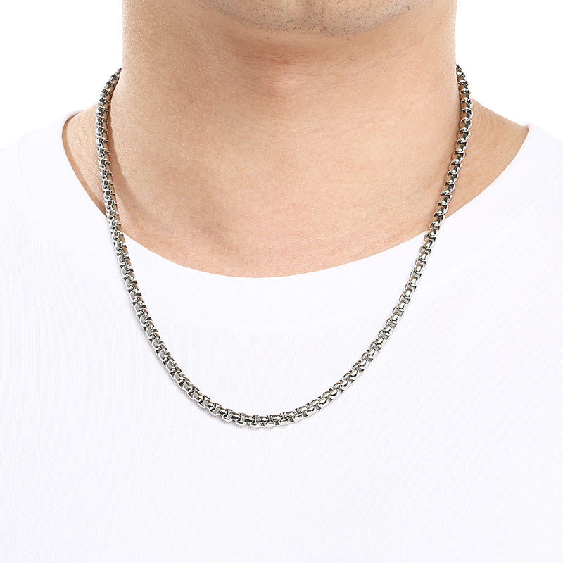Stylish & Lettering Necklace – Hip-Hop Square Pearl Chain Bracelet