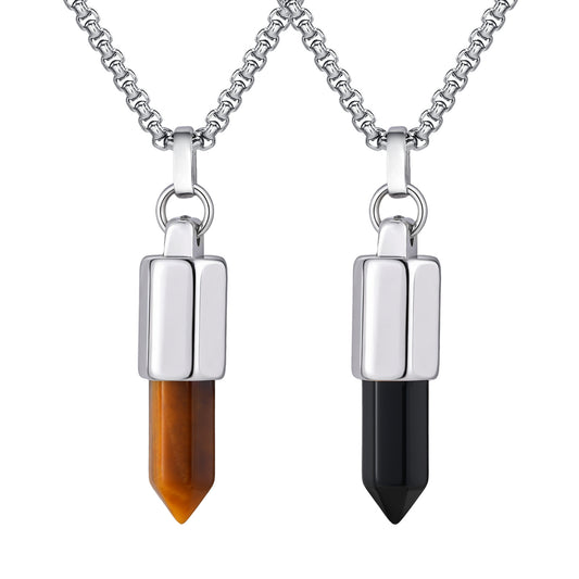 Planderful Stainless Steel Tiger Eye Agate Pendant For Men