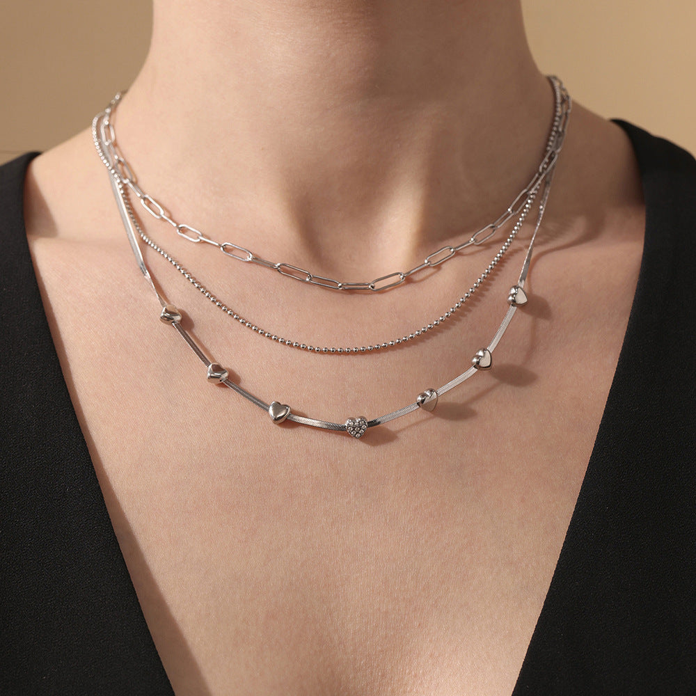 Planderful Zircon Clavicle Necklace For Her 18K Gold Layered