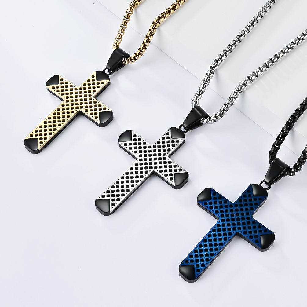 Planderful Cross Necklace Stainless Steel Two Tone Pendant For Men Unisex Everyday Genie Gift