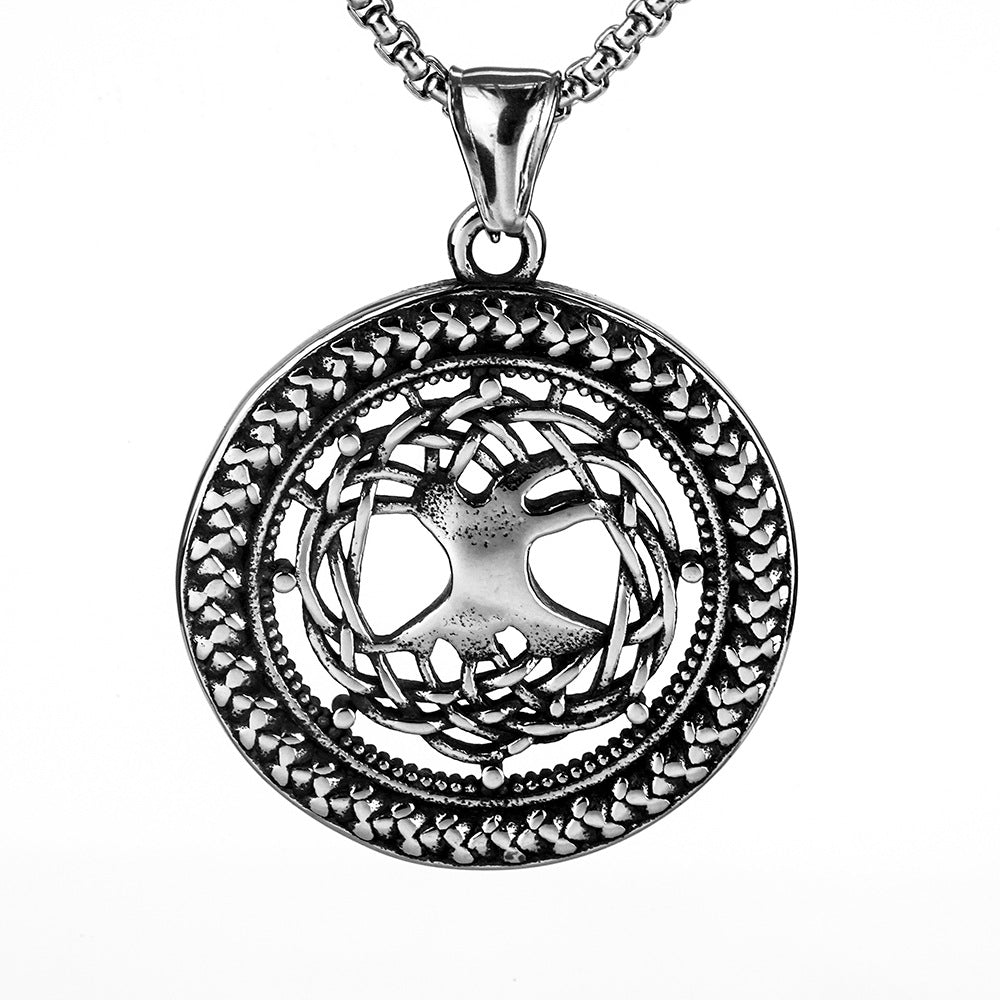 Retro Stainless Steel Men's Pendant Double Sided Necklace