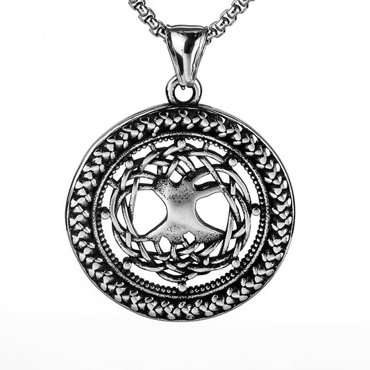 Retro Stainless Steel Men's Pendant Double Sided Necklace