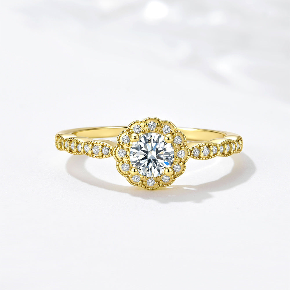 S925 Sterling Silver Micro-Inlaid Zircon Ring Classic Marriage Proposal Engagement Ring Advanced
