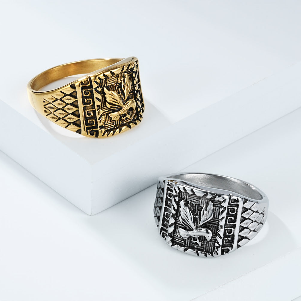 Planderful Stainless Steel Ring For Men Retro Wings Bold