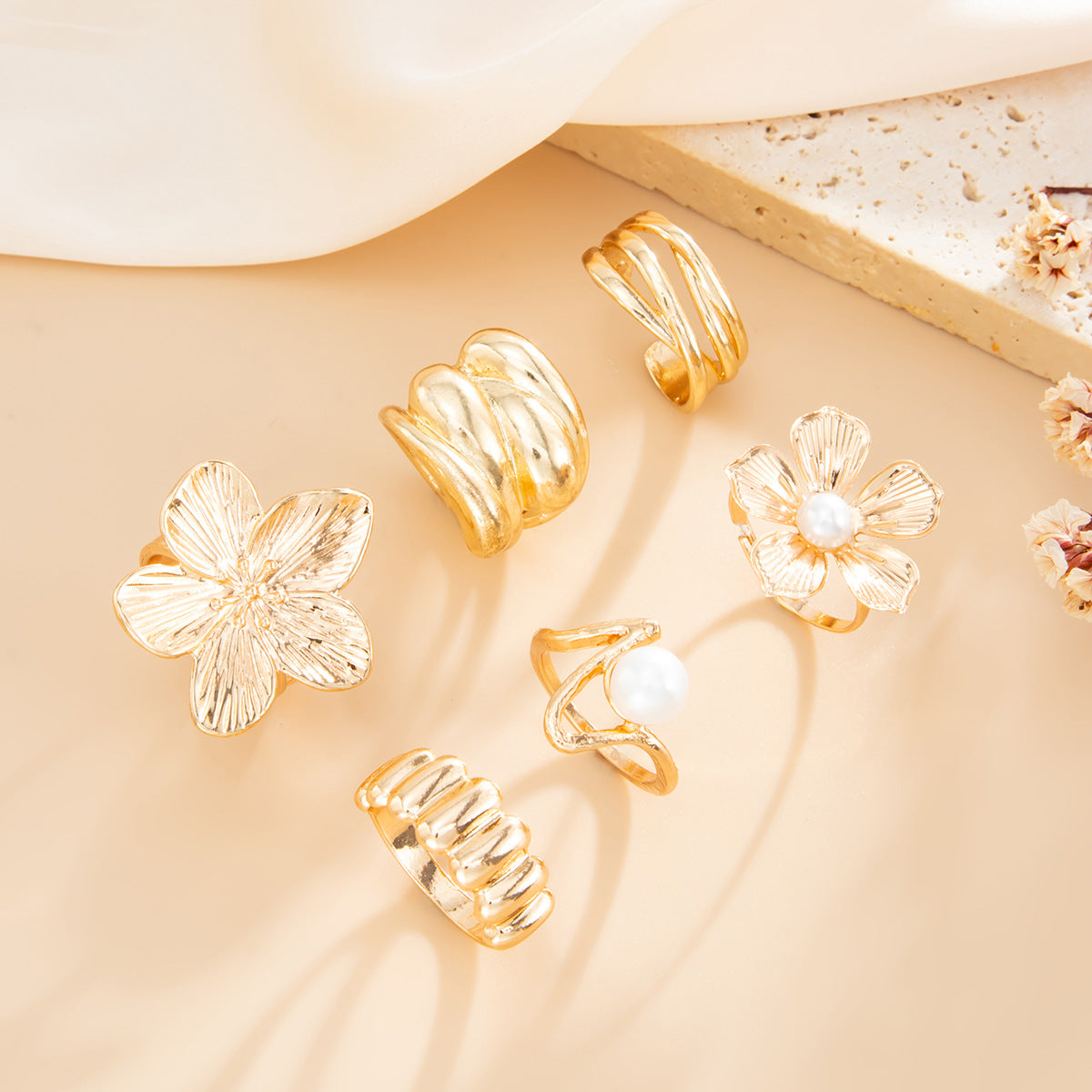 Planderful Vienna Verve Baroque Pearl Ring Open Ring Set For Elegant Women Jewelry Statement