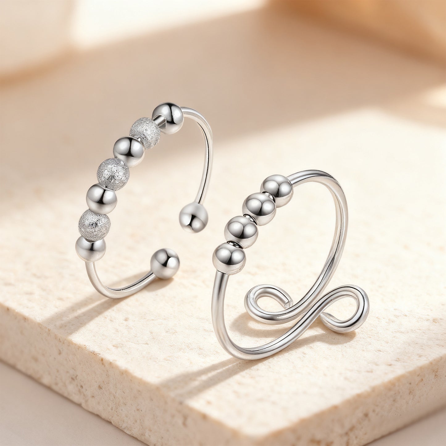 Planderful Rotatable Bead Ring For Anxiety Relief Adjustable Unisex Jewelry Calming Accessory For Men Women
