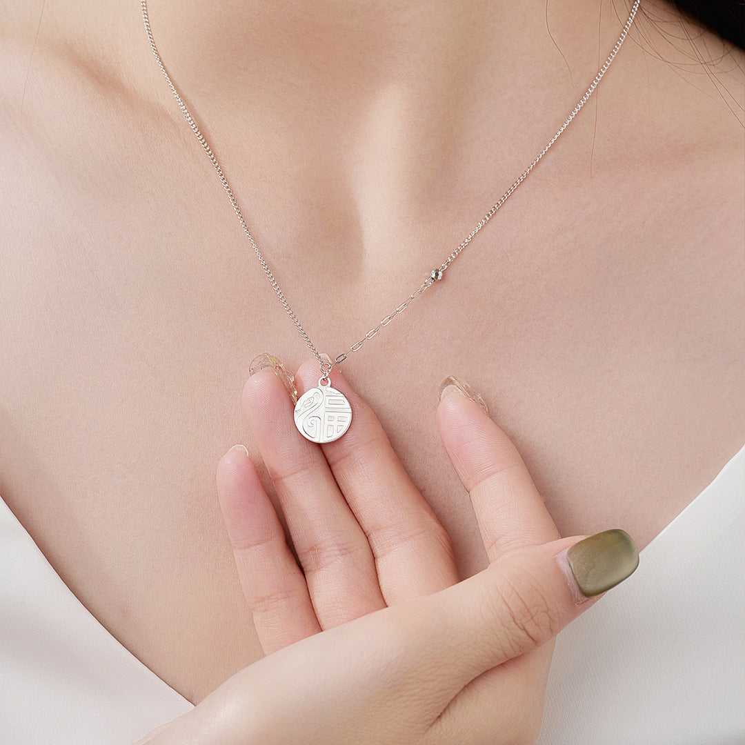 S925 Sterling Silver Fu Snake Necklace Women's Light Luxury Gift