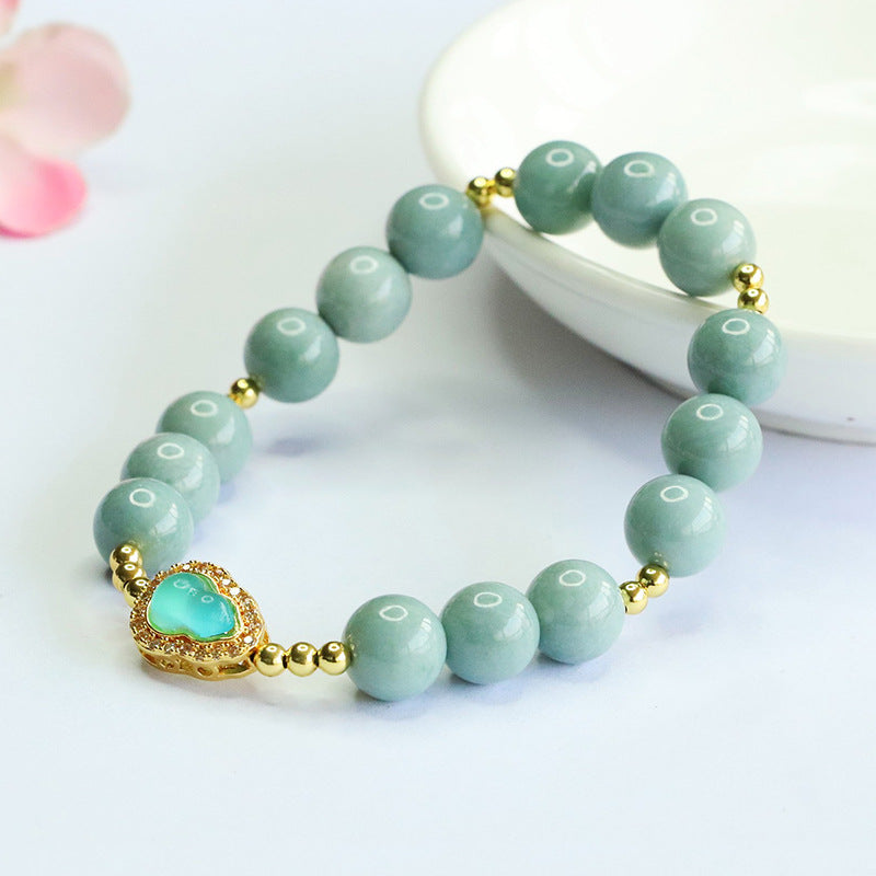 Blue Water Jadeite Gourd Beaded Bracelet