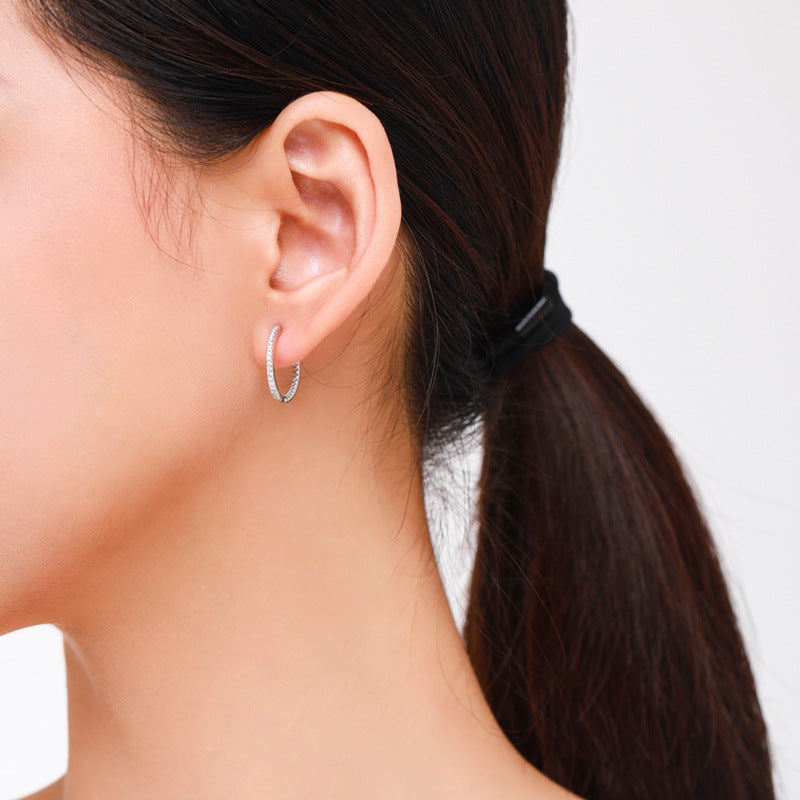 Elegant S925 Sterling Silver Earrings for Women with Sparkling Zircon Gemstones