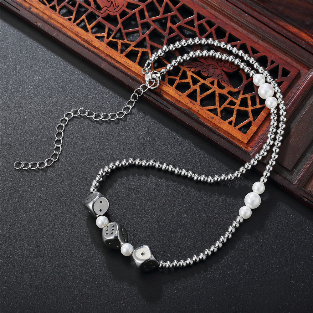Planderful Titanium Dice Necklace Unisex Hip Hop Style Protection Statement For Fashion Fans