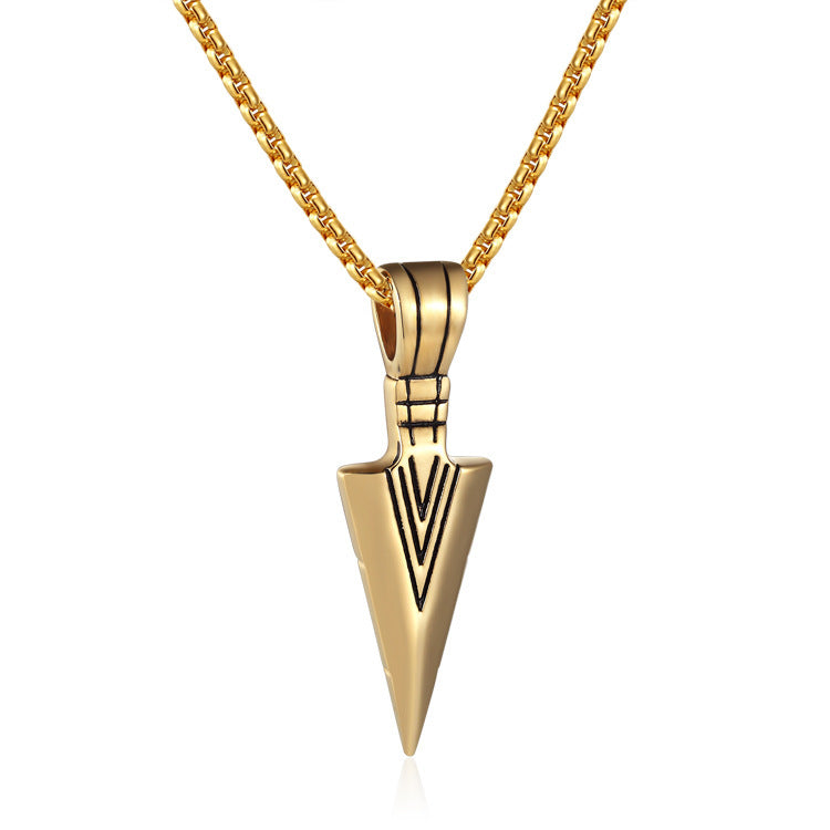 Arrow Pendant Necklace For Men By Planderful Stainless Steel Spearhead Style Personalized Punk Accessory