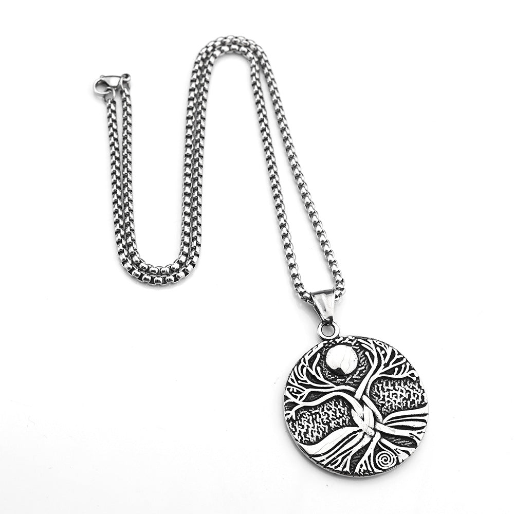 European And American Retro Men's And Women's Stainless Steel Viking Tree Of Life Pendant