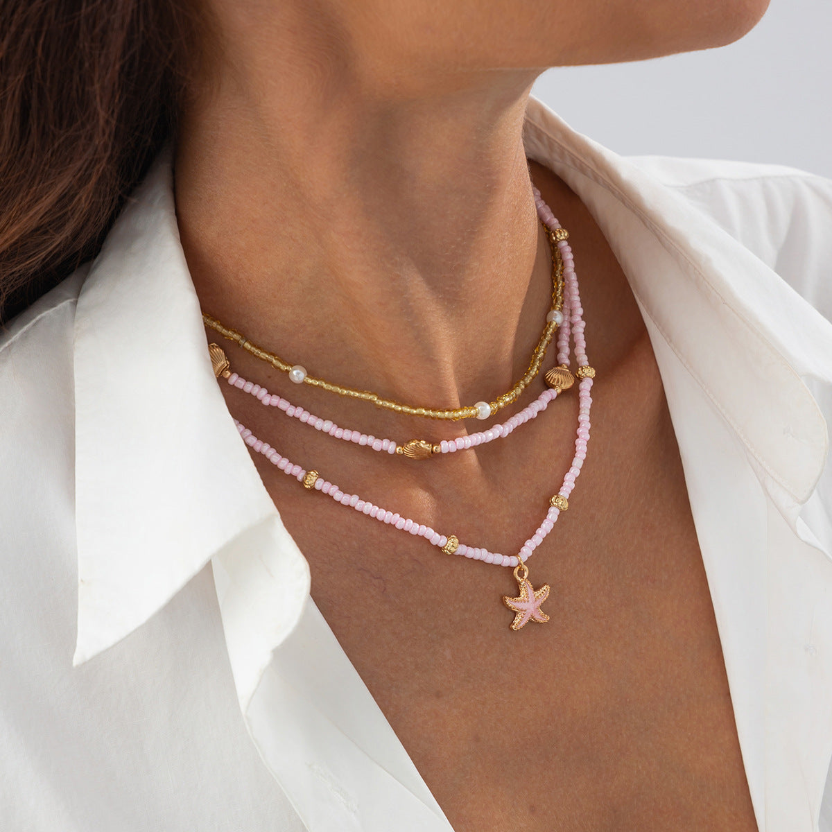 Starfish Pearl-Style Bohemian Layered Necklace