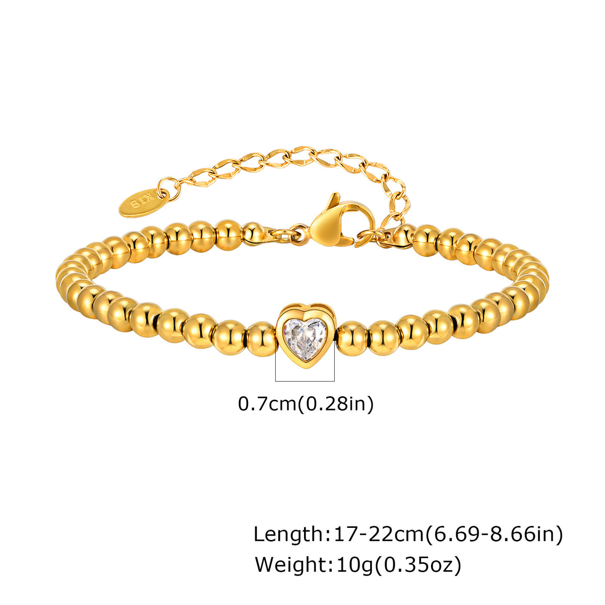 Heart Zircon Copper Bracelet