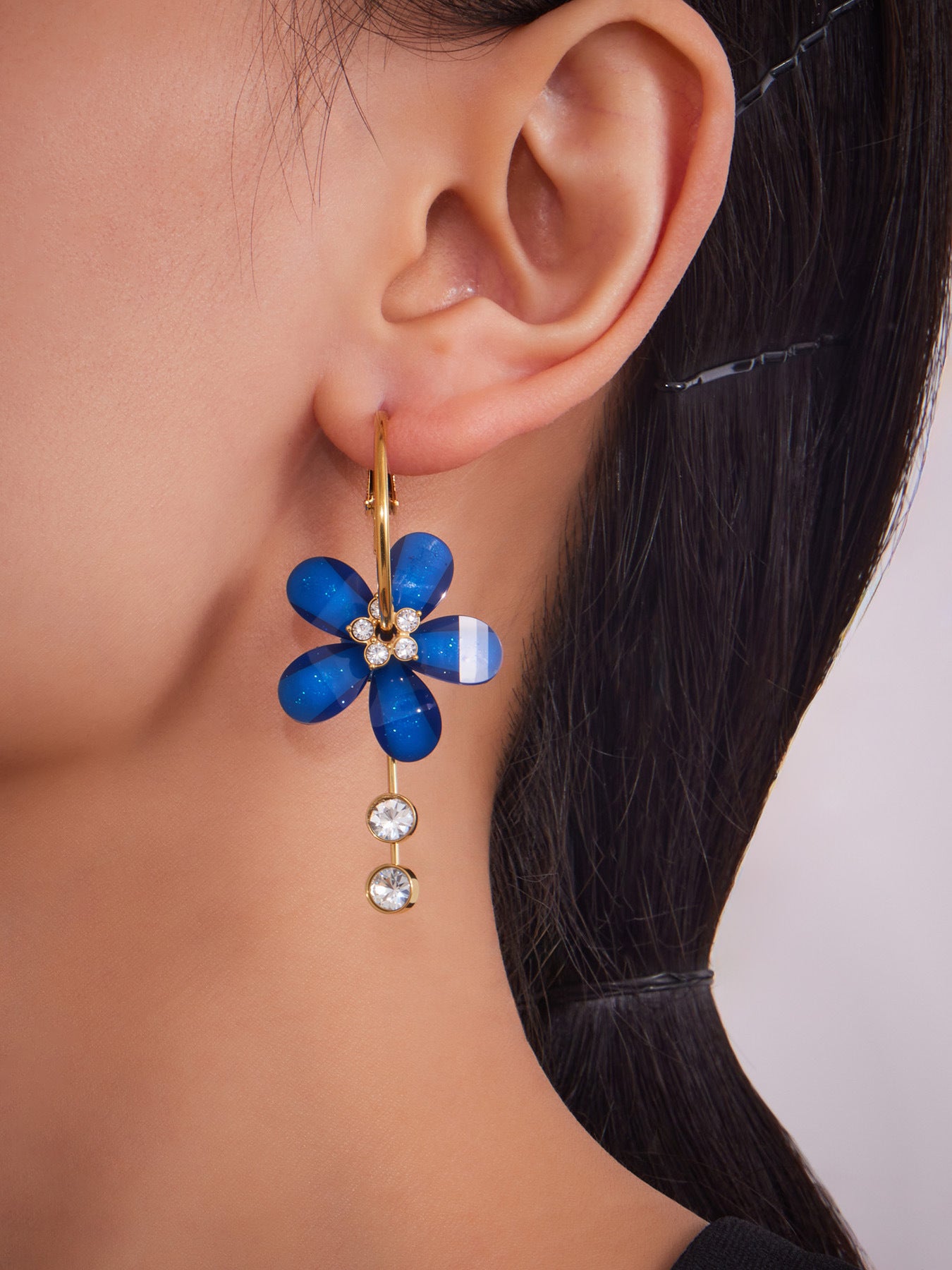 Planderful Camellia Zircon Tassel Earrings Women Stainless