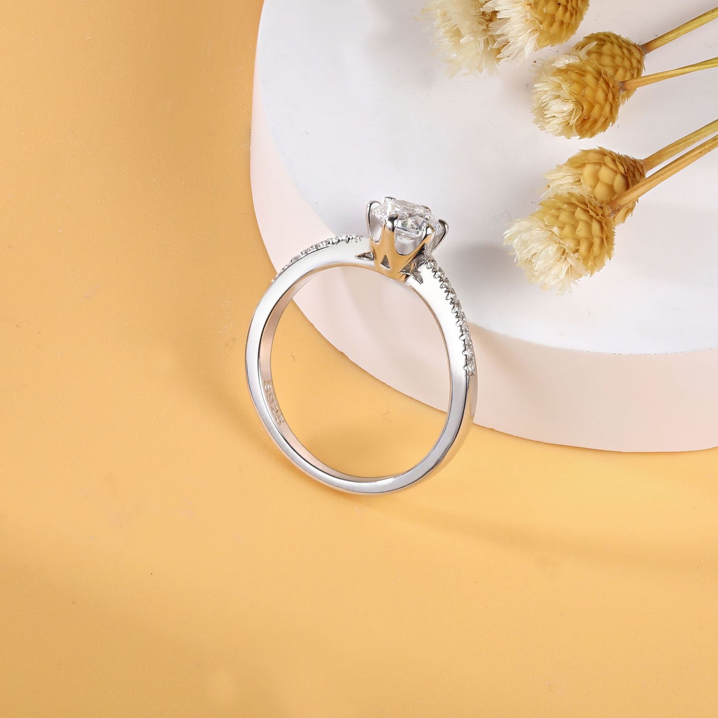 Cross-Border Silver Jewelry 925 Sterling Zircon Wedding Ring