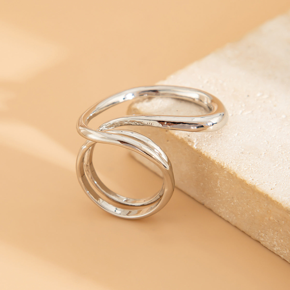 Planderful Geometric Line Ring for Women Hollow Joint Minimalist Statement Jewelry Vienna Verve