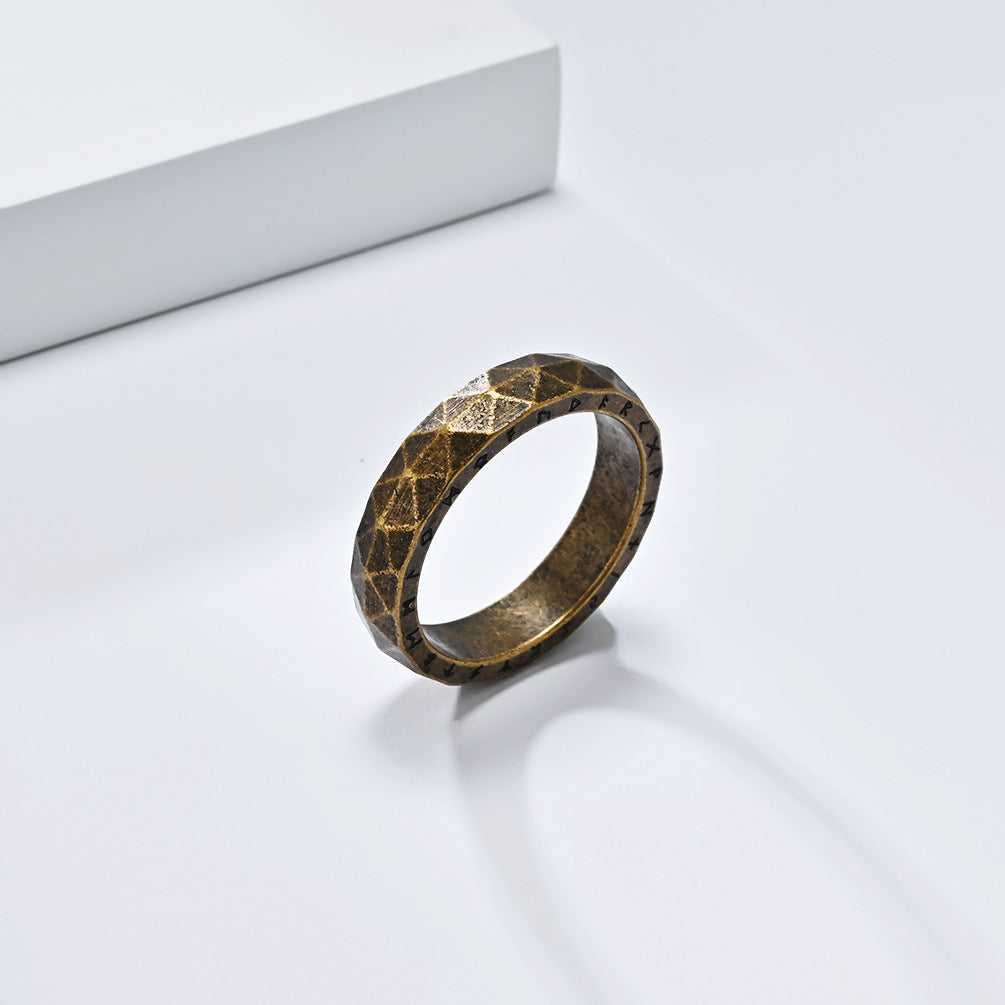 Steel Ring – Vintage Nordic Viking Text