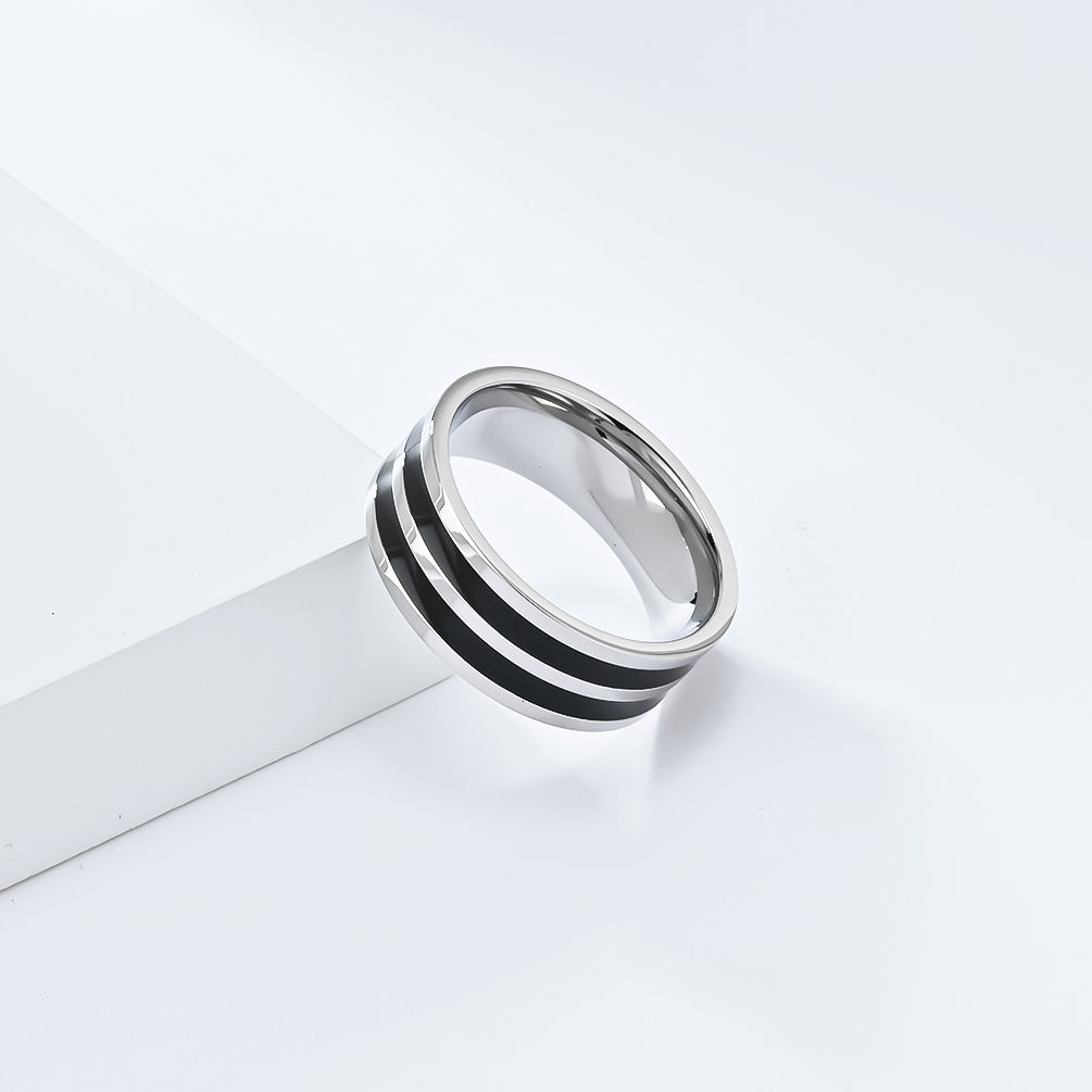 Cross-Border European and American Titanium Steel 18K Gold Three-Piece Set Oil Drop Ring Jewelry for Men and Women