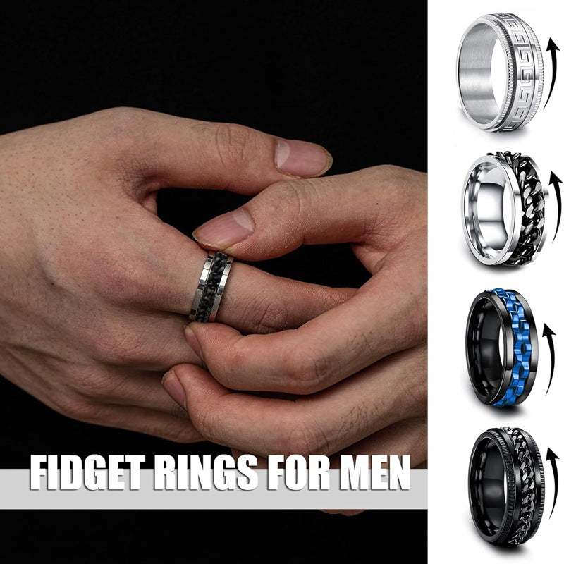 Planderful Everyday Genie Titanium Steel Ring 8mm Rotating Spinner For Men And Unisex Stress Relief